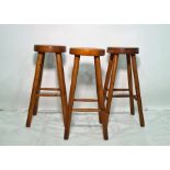 Three pine bar stools (3)