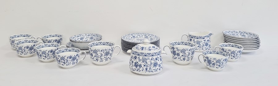 Minton china part tea service 'Shalimar' pattern in underglaze blue, approx 30 pieces