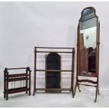 20th century cheval mirror, a four-fold spark guard, a towel rail and a magazine rack (5)