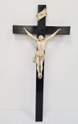 Late 19th century Dieppe carved ivory figure of Jesus on wooden cross