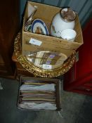 Circular bevelled mirror within a gilt frame (modern), assorted ceramics to include The Chelsea