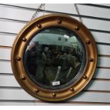 Circular convex mirror with gilt-effect frame, 42cm diameter approx