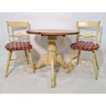 Pine-topped breakfast table and four painted chairs in the Oxford bar-back style (5)