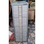 WITHDRAWN Bisley steel 30-drawer file cabinet, 28cm x 85.5cm