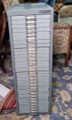 WITHDRAWN Bisley steel 30-drawer file cabinet, 28cm x 85.5cm