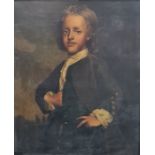 English school  Oil on canvas Half-length portrait of possible mixed-race boy in 18th century dress,