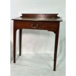 Early 20th century mahogany side table with green leather inset top above the single drawer, on