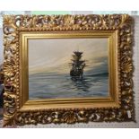 Colston E Orchard Oil on canvas Marine study, three masted sailing ship, signed lower right and