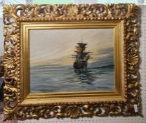 Colston E Orchard Oil on canvas Marine study, three masted sailing ship, signed lower right and