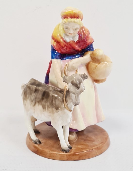 Royal Worcester figure of 'The Old Goat Woman', modelled by Phoebe Stabler, printed puce marks,