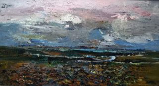 A Cawthorne (20th century) Oil on board Estuary scene, signed lower right, 60cm x 120.5cm