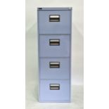 Four-drawer filing cabinet painted blue