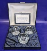 Caithness limited edition trio of glass paperweights designed by Colin Terris, edition no.477/750,