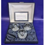 Caithness limited edition trio of glass paperweights designed by Colin Terris, edition no.477/750,