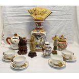Assorted Chinese items to include 20th Century vase, part tea service, teapot, various figures.