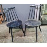 Set of four 20th century painted spindle-back chairs (4)