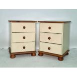 Pair of pine-topped three-drawer bedside chests (2)