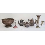 Quantity of plated items to include candlesticks, teapots, trays, etc (2 boxes)