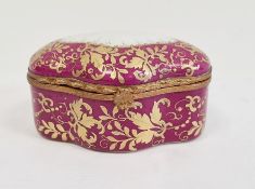 Limoges porcelain gilt metal-mounted small lobed trinket box, 20th century, printed and painted