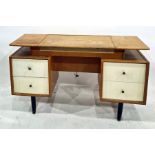 20th century dressing table, the oak top with lift-out mirror and storage compartment, the base with