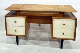 20th century dressing table, the oak top with lift-out mirror and storage compartment, the base with