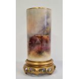 Royal Worcester spill vase painted by H. Stinton, printed puce marks, date code for 1934, shape