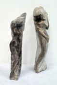 Two various continental marble-effect carved stoneware figures of semi-nude ladies (2)