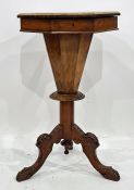 19th century burr walnut octagonal-topped games/work table with inlaid chess board top, the black