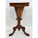 19th century burr walnut octagonal-topped games/work table with inlaid chess board top, the black