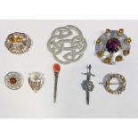 Collection of Scottish costume jewellery to include various kilt brooches, etc
