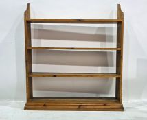 20th century pine wall-hanging three-shelf rack, 94.5cm x 108cm