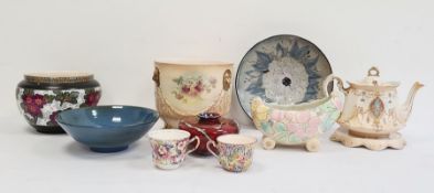 Fieldings Royal Devon pottery jardiniere, an Adams teapot and stand, a Chelsea studio stoneware