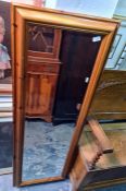 Rectangular pine-framed mirror, 48cm x 135cm