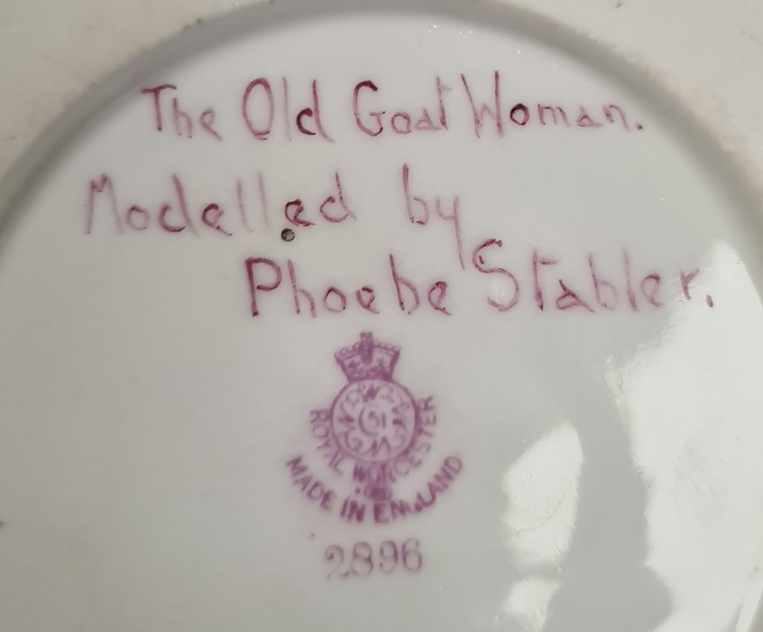 Royal Worcester figure of 'The Old Goat Woman', modelled by Phoebe Stabler, printed puce marks, - Image 2 of 2