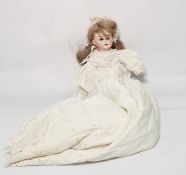 Armand Marseille bisque headed doll no.1894 with blue sleeping eyes, open mouth, moulded teeth,