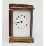 19th century brass four-glass carriage clock with original leather carry case