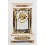 WITHDRAWN Alabaster and gilt metal four-glass portico clock with eight-day striking movement, enamel