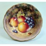 Royal Worcester fruit painted bowl by H. Ayrton, printed black marks, 20th century, painted with