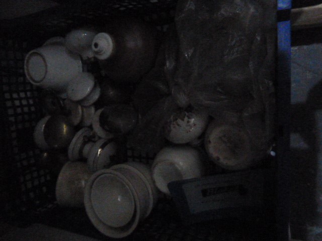 Small safe, assorted ceramic door knobs, an electric sewing machine with accessories, a - Image 2 of 2