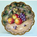 Royal Worcester fruit painted plate, 20th century, printed marks, painted by H. Ayrton with ripening
