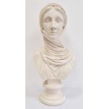 Holkham collections 20th Century plaster composition bust of Vestal Virgin on circular socle