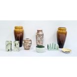 Three pieces of Carltonware, a pair of studio pottery vases by Carn Pottery, Penzance, two various