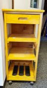 Tile topped beech framed kitchen trolley 38 x 86 cm