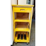 Tile topped beech framed kitchen trolley 38 x 86 cm