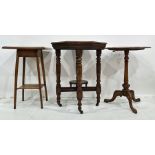 Mahogany centre table with moulded shaped edge, turned and fluted column to three cabriole legs, two