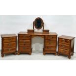 A modern pine dressing table, mirror and two matching bedside tables (4)