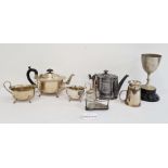 Quantity of plated items and metalware to include flatware, jug, teapot and other items (1 box)
