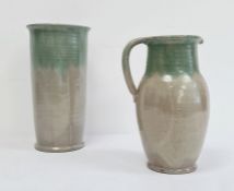Early to mid 20th century Upchurch pottery vase, slightly ribbed with flared rim and slightly flared