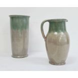 Early to mid 20th century Upchurch pottery vase, slightly ribbed with flared rim and slightly flared