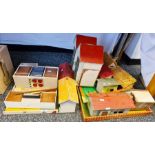 Quantity of wooden farm buildings, small wooden doll's house and other items